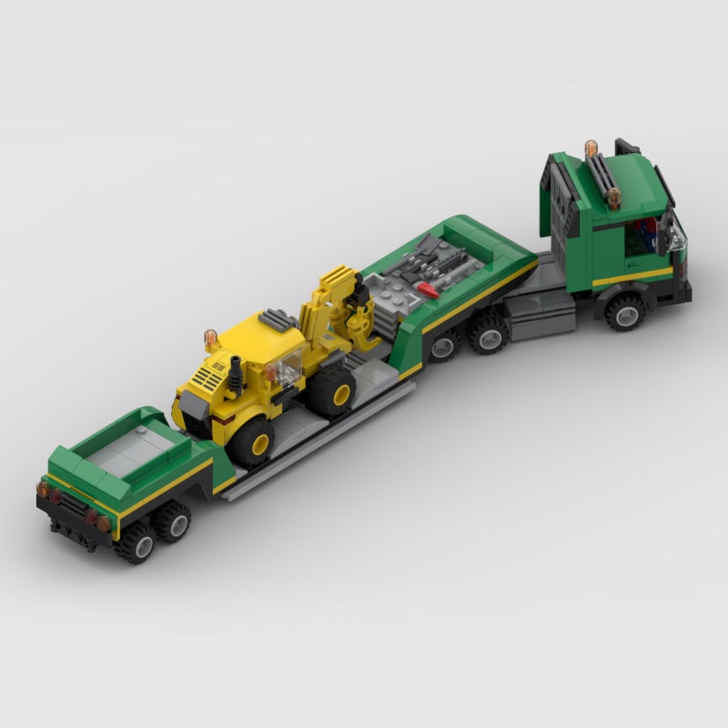 Heavy Haul Green Truck with Yellow Loader